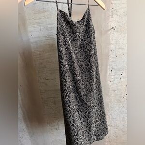 Vintage Black Paisley Slip Dress